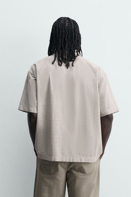 CAMISA RELAXED FIT CUADROS TEXTO / Azul - Zara фото 3