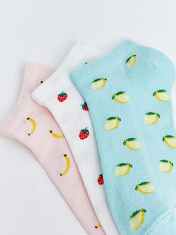 Desenli Kad?n Patik ?orap 3l?