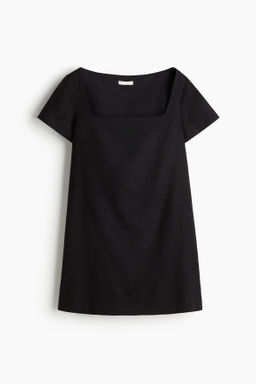 Vestido liso en mezcla de lino