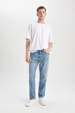 Джинсовые брюки прямого кроя с нормальной талией и нормальной талией - Defacto фото 2