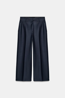 PANTAL?N RAYA PLANCHADA MEZCLA LANA ZW COLLECTION / Marino - Zara фото 4