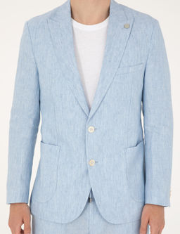 A__k Mavi Ex. Slim Fit %100 Keten Tak_m Elbise