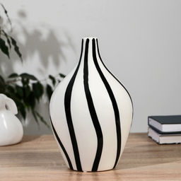 Ваза для цветов «Пикассо», кувшин, d=3 см, h=25 см, ручная роспись, керамика, чёрно-белая