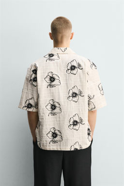 CAMISA JACQUARD BORDADO FLORAL / Crudo - Zara фото 3