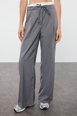 Gri Boxer Detal? Wide Leg/Genis Paca Dokuma Kumas Pantolon TWOAW25PL00014 - Trendyolmilla фото 3