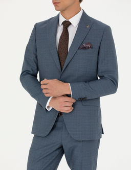 %100 Y_n Koyu Mavi Ekstra Slim Fit Tak_m Elbise