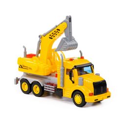 Профи, автомобиль-экскаватор инерционный (со светом и звуком) (жёлтый) (в коробке) - Полесье фото 6