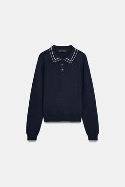 KNIT POLO SHIRT WITH CONTRAST TRIMS - Zara фото 8