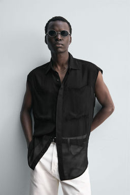 SEMI-SHEER SHIRT WITH POCKETS