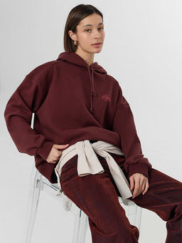 Теплое худи женское коричневое с начесом