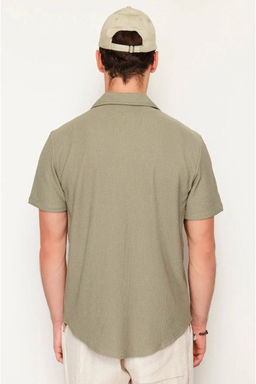 Yesil Regular Fit Apas Yaka Yazl?k Gomlek TMNSS23GO00105