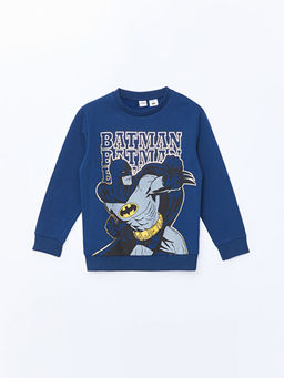 Bisiklet Yaka Batman Bask?l? Erkek ?ocuk Sweatshirt