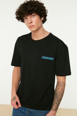 TRENDYOL MAN Siyah Oversize/Genis Kesim S?rt Bask?l? %100 Pamuklu T-shirt TMNSS20TS1132 - Trendyolmilla фото 13