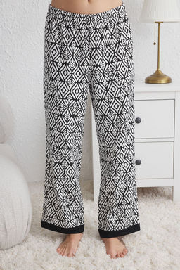 Trendyolmilla Siyah %100 Pamuklu Etnik Desenli Ip Ask?l? Orme Pijama Tak?m? THMSS25PT00164 фото 4