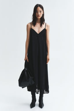 Vestido de sat?n con inserci?n de encaje - H&m фото 6