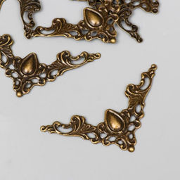 Цена за 3 шт. Уголок декоративный для шкатулки, фотоальбома «Узорный», набор 10 шт., металл, 4×4 см