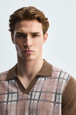CHECK PRINT KNIT POLO SHIRT - Zara фото 5