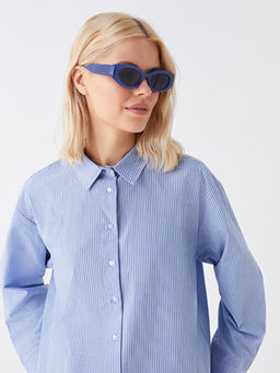 ?izgili Uzun Kollu Poplin Kad?n G?mlek