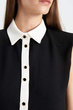 Тканое мини-платье без рукавов - Defacto фото 5