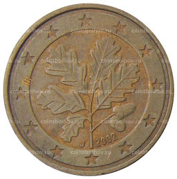 Монета 5 евроцентов 2002 года J Германия