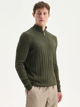 Fermuarl? Dik Yaka Erkek Triko Kazak