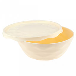 Салатник пластмассовый Modena 2,5л, д24,4см, h9,1см, с крышкой, пищевой полипропилен, светло-бежевый (Россия) - Домашняя мода фото 3