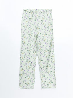 Beli Lastikli ?i?ekli Kad?n Pijama Alt?