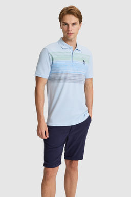 Erkek A__k Mavi Regular Fit Polo Yaka Ti__rt