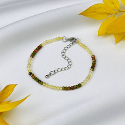 Браслет из Унакита и Лимонного кварца 16 см +