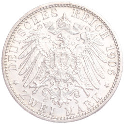 Монета 2 марки 1906 года Германия (Баден) 50 лет свадьбе Фридриха I и Луизы Прусской