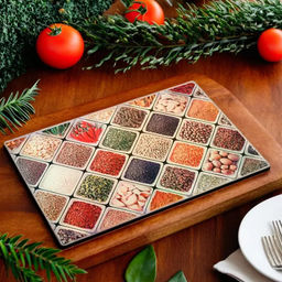 AK-9038 Доска разделочная стеклянная Сухофрукты и специи 20*30 см - Delta фото 2