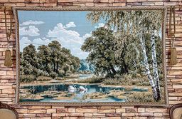 Пейзаж с лебедями- гобеленовое панно