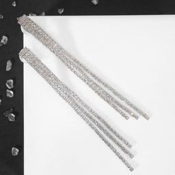 Серьги клипсы для ушей QF «Лёд», тройная сплошная, белые в серебре