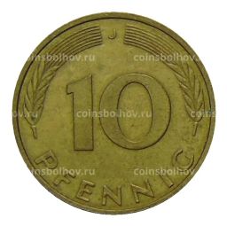 Монета 10 пфеннигов 1992 года J Германия