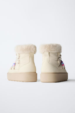 BEADED ANKLE BOOTS WITH FAUX FUR LINING - Zara фото 5