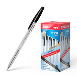 Цена за 50 шт. Ручка шариковая ErichKrause R-301 Stick Classic 1.0, цвет чернил черный (в коробке по 50 шт.)