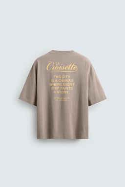 CAMISETA TEXTOS ESTAMPADOS / Gris topo - Zara фото 9