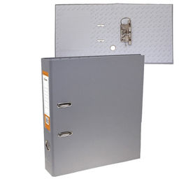 Папка-регистратор А4, 50 мм,Calligrata, полипропилен, металлическая окантовка, карман на корешок, серая