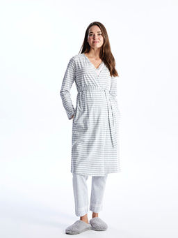 ?al Yaka ?izgili Uzun Kollu Hamile Sabahl?k