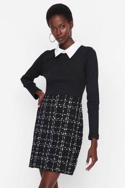 Siyah Tuvit Dokuma Elbise TWOAW21EL0454