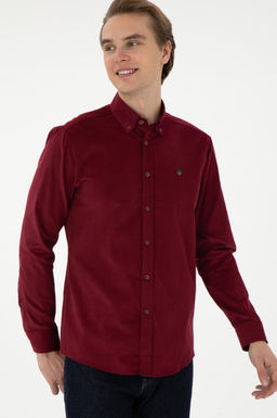 Мужская бордовая рубашка с длинным рукавом Неожиданная скидка в корзине - U.s. polo assn фото 3