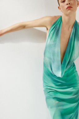 PRINTED TULLE MAXI DRESS - Zara фото 3