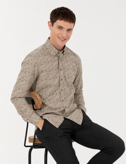 Bej Slim Fit Uzun Kollu G_mlek