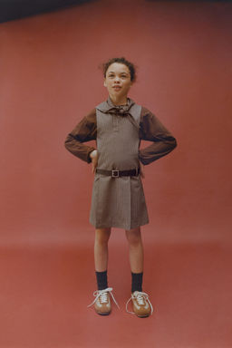 CHECK PINAFORE DRESS WITH DETACHABLE SCARF - Zara фото 6