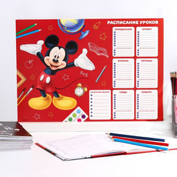 Цена за 10 шт. Расписание занятий, А3, Микки Маус