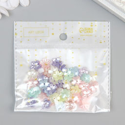 Цена за 2 шт. Бусины для творчества пластик "Цветочки"цветной перламутр набор 50 шт 1х1х0,3 см