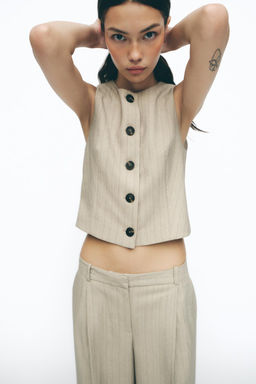 STRIPED HERRINGBONE WAISTCOAT - Zara фото 2