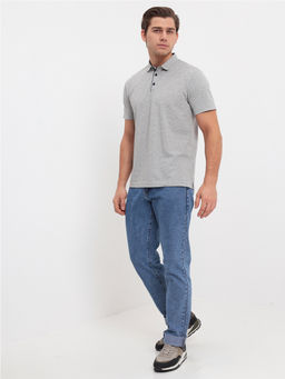 Джемпер мужской с воротником поло короткий рукав GREG G144-PP124-UT01 (серый.принт)