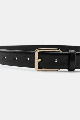 CINTUR?N PIEL 100% HEBILLA CUADRADA / Negro - Zara фото 3