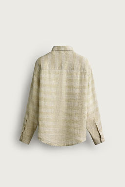 CAMISA RELAXED FIT CUADROS 100% LINO / Verdes - Zara фото 7